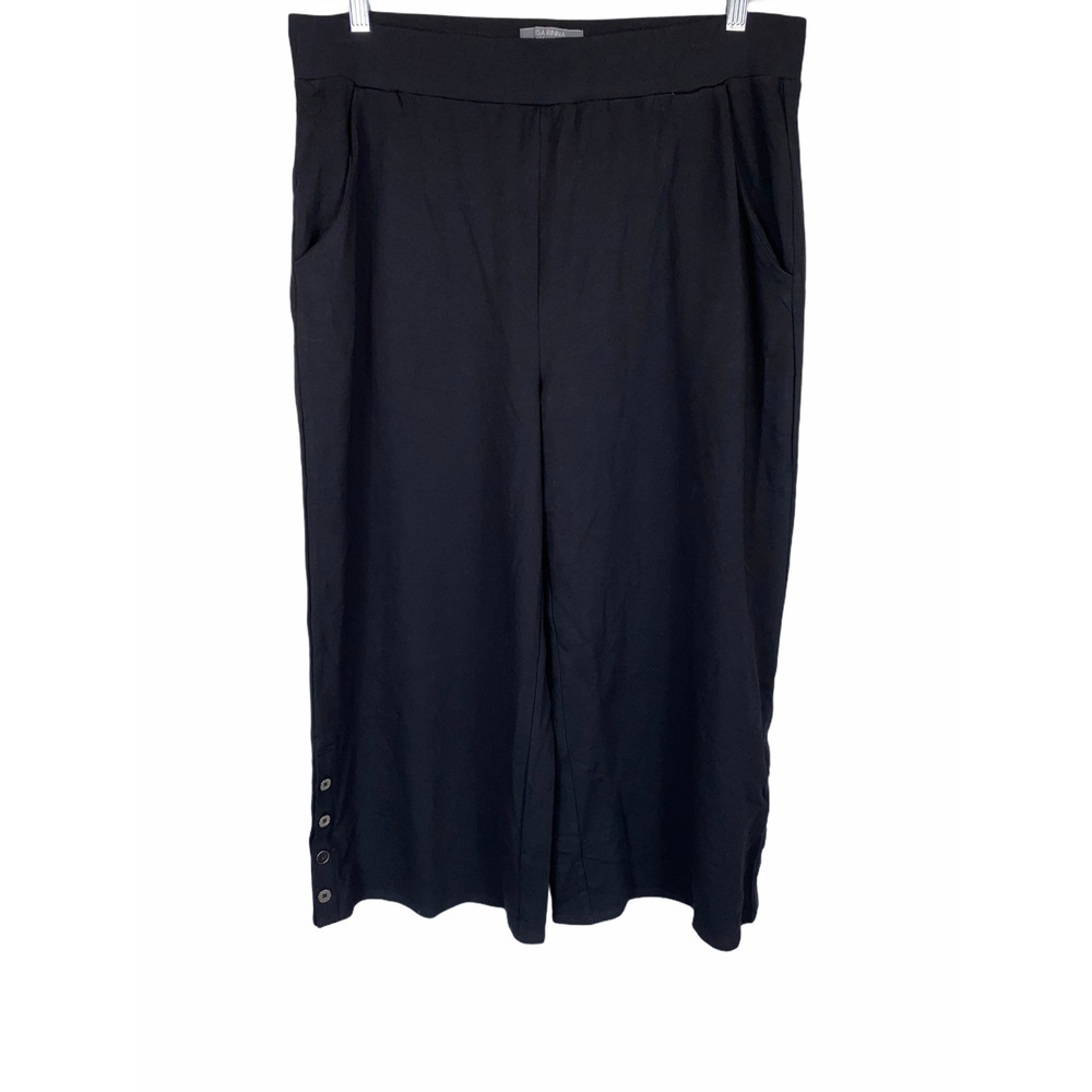 Lisa Rinna Collection Women's Culottes with Hem Detail Solid Black Medium Size